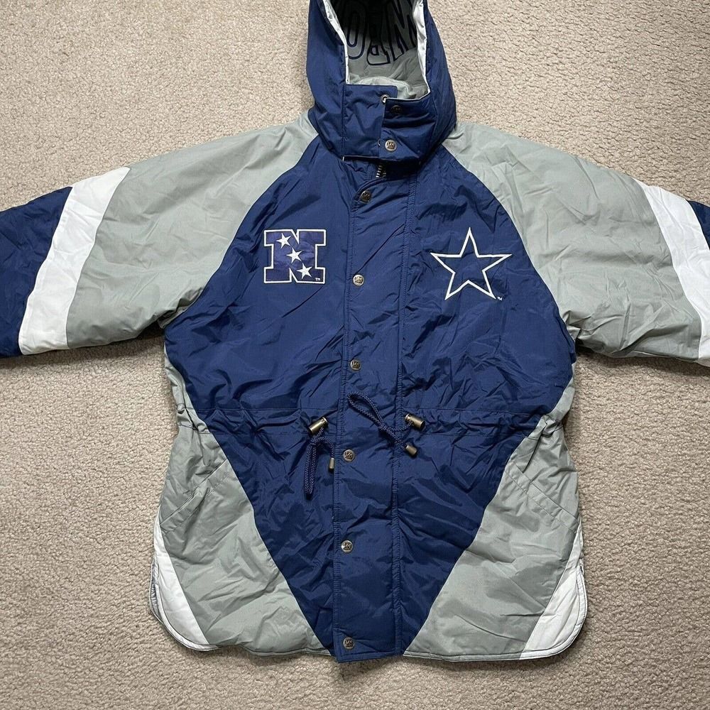 Dallas Cowboys Lee Sports Puffer Coat Jacket W/Hood Men's Size Medium Team NFL